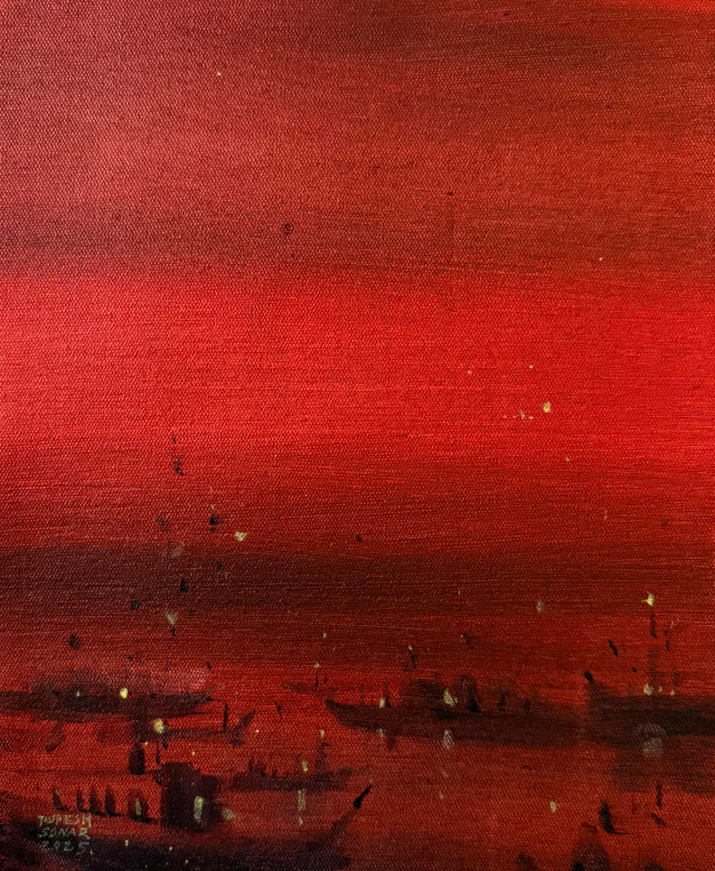 Untitled 21' abstract acrylic painting by artist Rupesh Sonar, 10x8 inch, on canvas