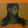 'Untitled 21' figurative acrylic painting by artist Sunil Paraji Tambe, 18x18 inch, on canvas
