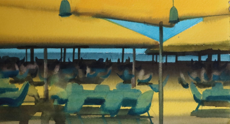 Untitled 21' abstract watercolor painting by artist Sameer Bhitale, 4x8 inch, on paper