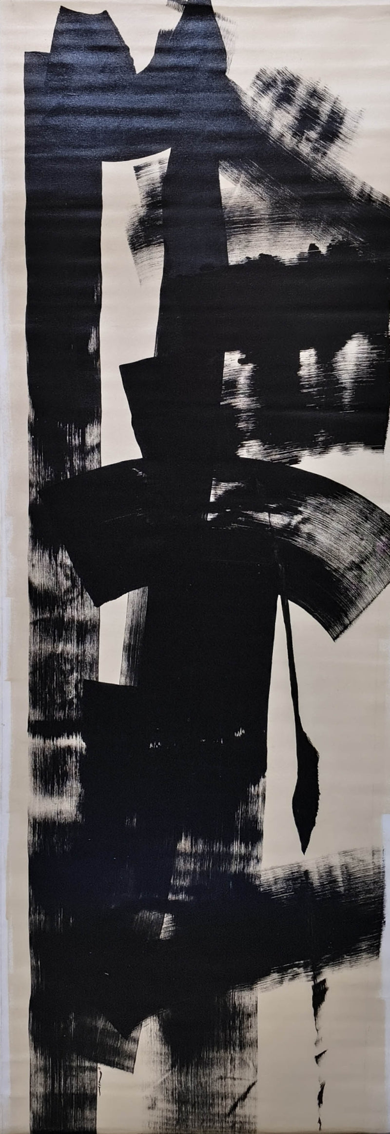 'Untitled 21' abstract acrylic-oil painting by artist Anand Kamdar, 84x24 inch, on canvas