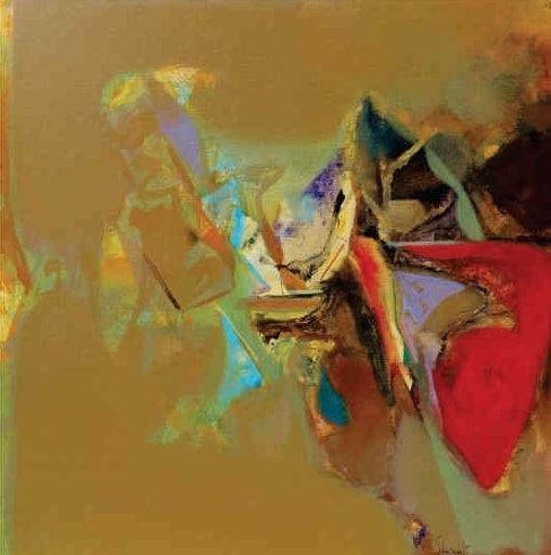 Abstract acrylic painting titled 'Untitled 210', 24x24 inches, by artist Shrikant Kadam on Canvas