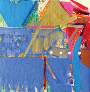 Untitled 217 (Vibrant Harmony**) by Shrikant Kadam, Original Acrylic Abstract Painting on Canvas, X-Small Square Wall Art