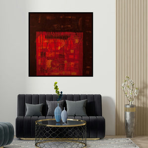 Arvind Hate's 'Untitled 22' painting visualized above a sofa in a contemporary room.