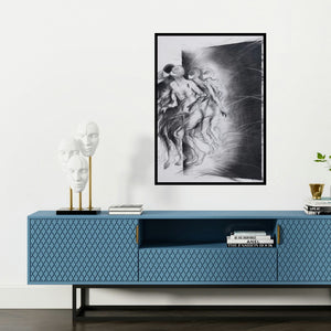 'Untitled 22 (Into the Light**)' painting by Sajal Patra shown on a wall in a furnished room.