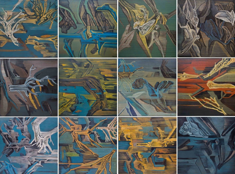 Untitled 22' contemporary acrylic painting by artist Chandan Bhowmick, 72x96 inch, on canvas