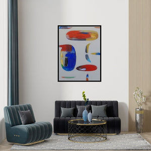 Preview of 'Untitled 22' Painting by Yashwant Pawar shown on a wall in a furnished room.