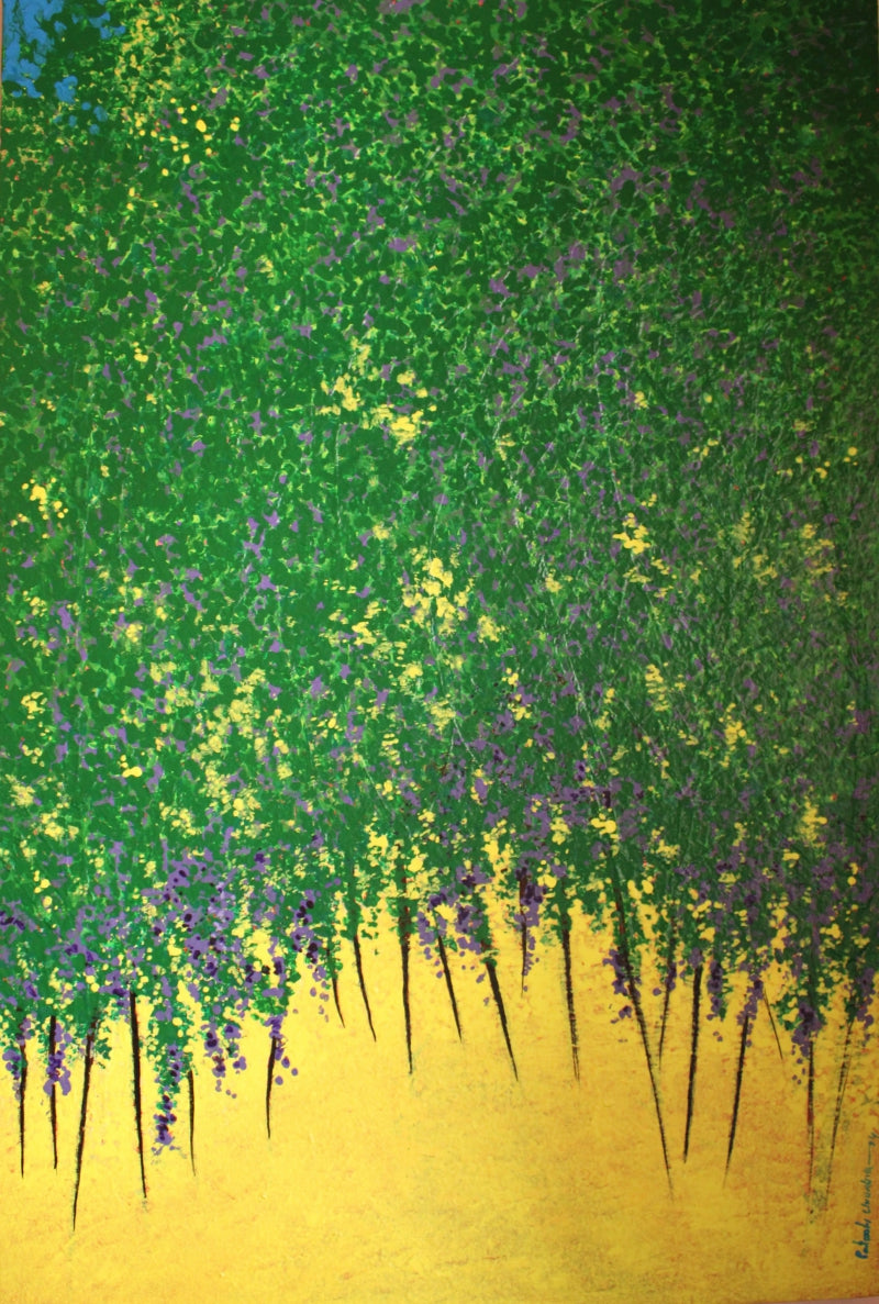 Untitled 23 by Palash Chandra Naskar, Original Acrylic Nature Painting on Canvas, Medium Vertical Wall Art