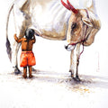 Untitled 23' figurative watercolor painting by artist Siva Balan, 15x15 inch, on paper
