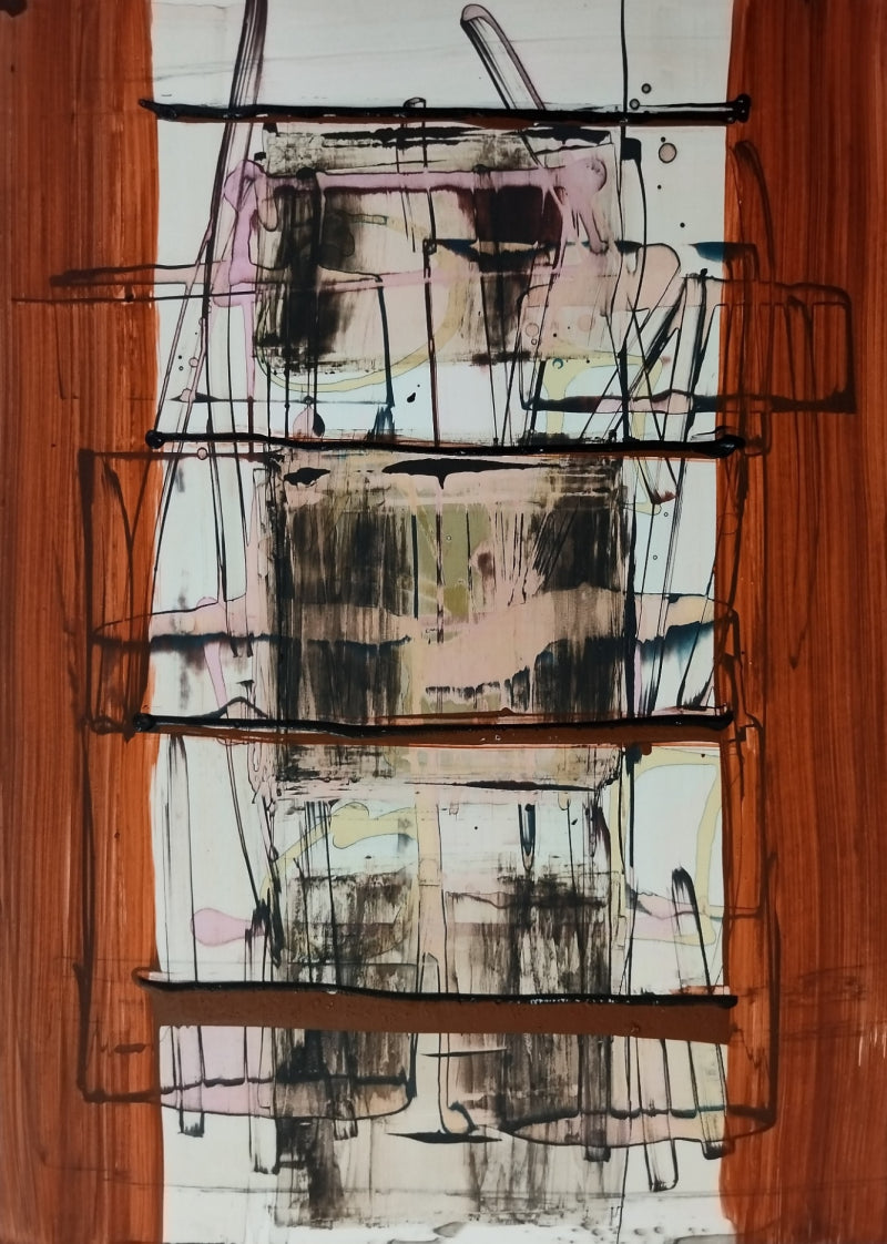 'Untitled 23' abstract acrylic painting by artist Yash Chawardol, 12x8 inch, on paper