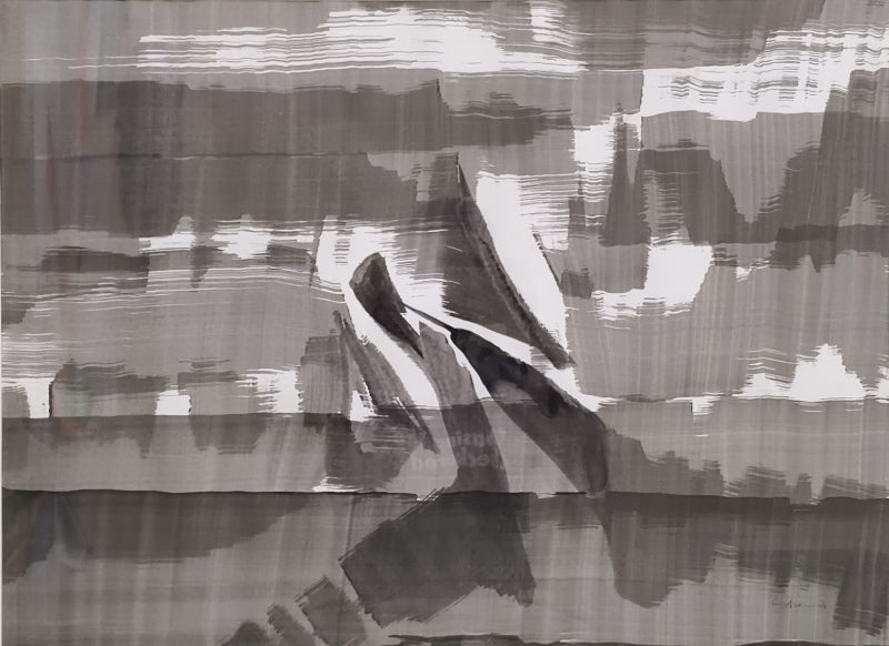 'Untitled 23' abstract acrylic-ink painting by artist Anand Kamdar, 22x29 inch, on paper