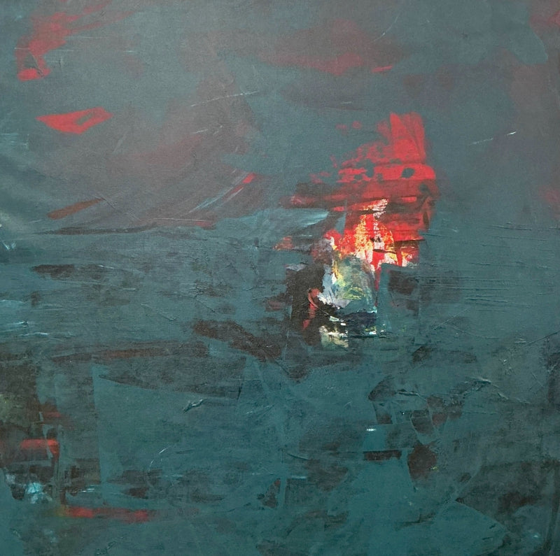 Untitled 23' abstract acrylic painting by artist Chaitan Bhosale, 36x36 inch, on canvas