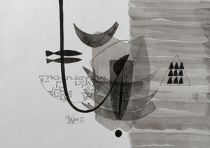 Abstract acrylic painting titled 'Untitled 232', 8x11 inches, by artist Narendra Jatav on Paper