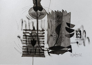 Untitled 233 (Cosmic Tapestry) by Narendra Jatav, Original Acrylic Abstract Painting on Paper, X-Small Horizontal Wall Art