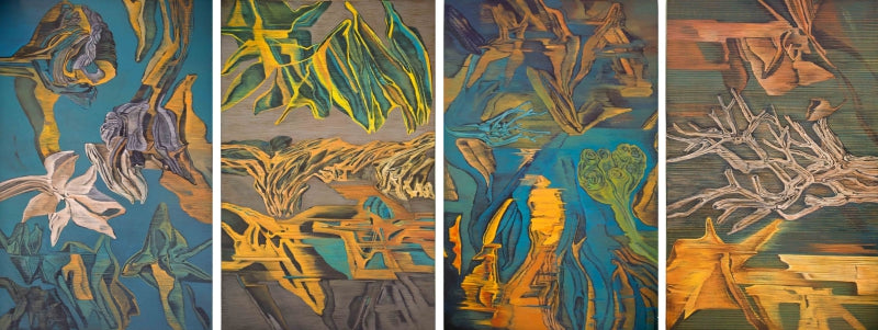 Untitled 24' contemporary acrylic painting by artist Chandan Bhowmick, 60x144 inch, on canvas