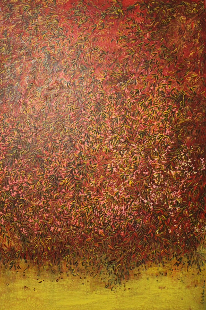 Untitled 24 by Palash Chandra Naskar, Original Acrylic Nature Painting on Canvas, Medium Vertical Wall Art
