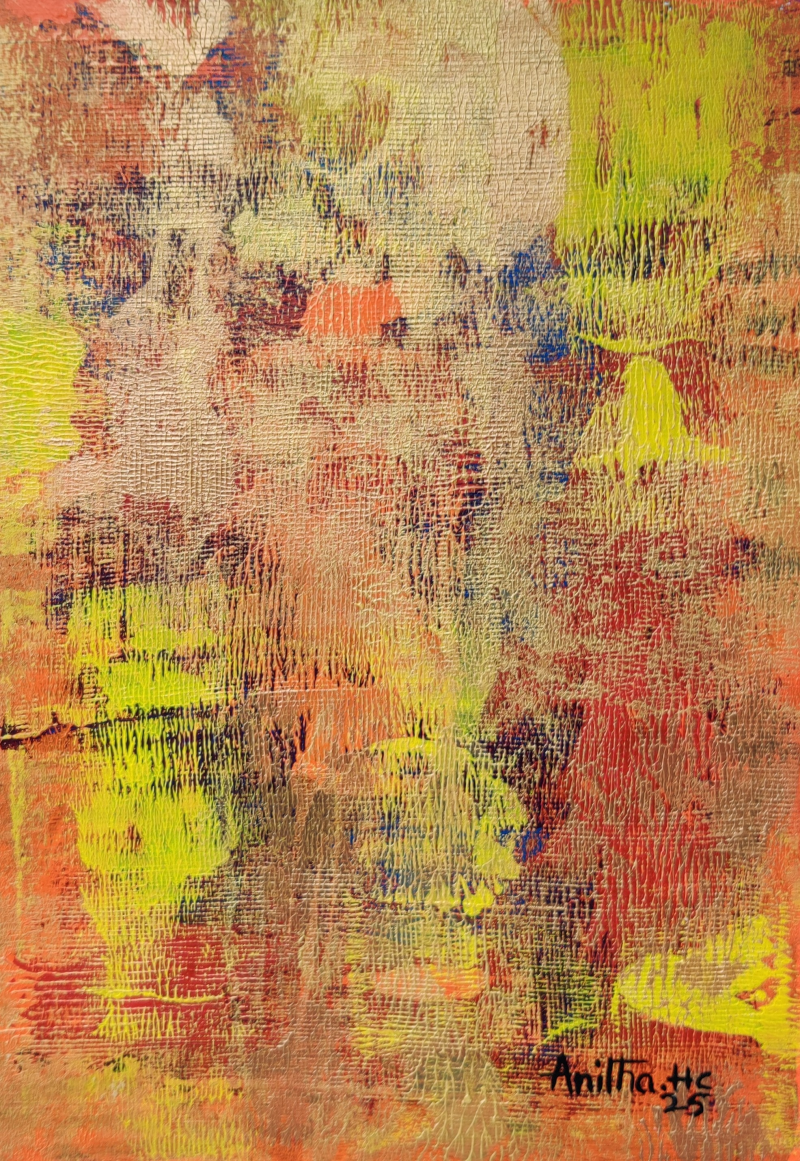 Untitled 24' abstract acrylic painting by artist Anitha H C, 12x9 inch, on canson paper