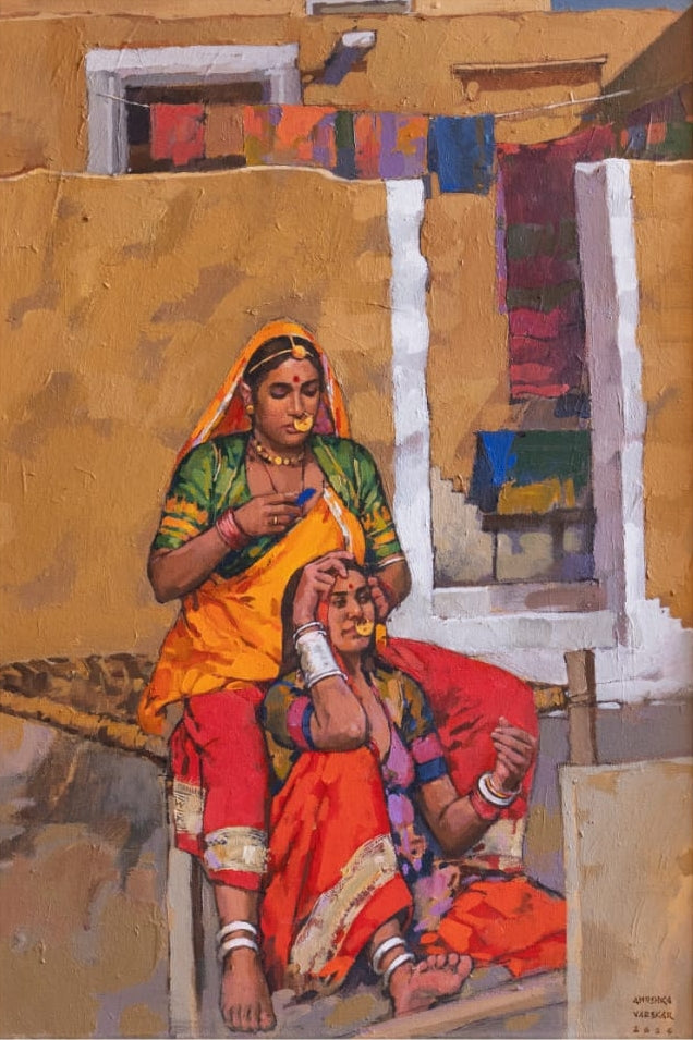 'Untitled 24' figurative acrylic painting by artist Anushka Varekar, 33x24 inch, on canvas