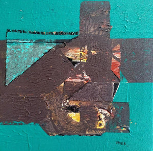 Untitled 24 (Unearthed) by Vivek Nimbolkar, Original Acrylic Abstract Painting on Canvas, X-Small Square Wall Art