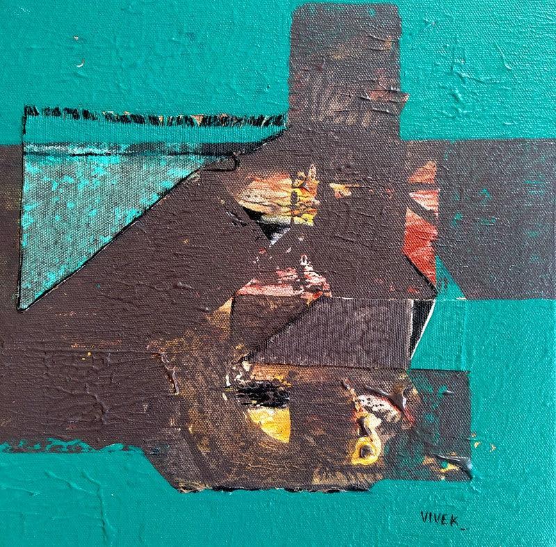 Abstract acrylic painting titled 'Untitled 24', 12x12 inches, by artist Vivek Nimbolkar on Canvas