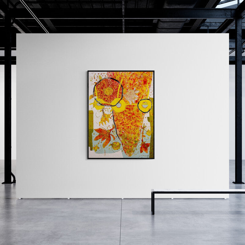 Pankaj Kumar Singh's painting 'Untitled A (Cosmic Bloom)' displayed in a modern living room setting