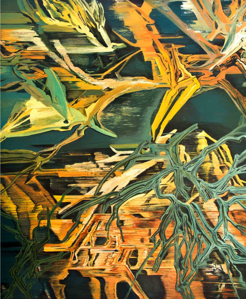 Untitled 25' contemporary acrylic painting by artist Chandan Bhowmick, 58x48 inch, on canvas