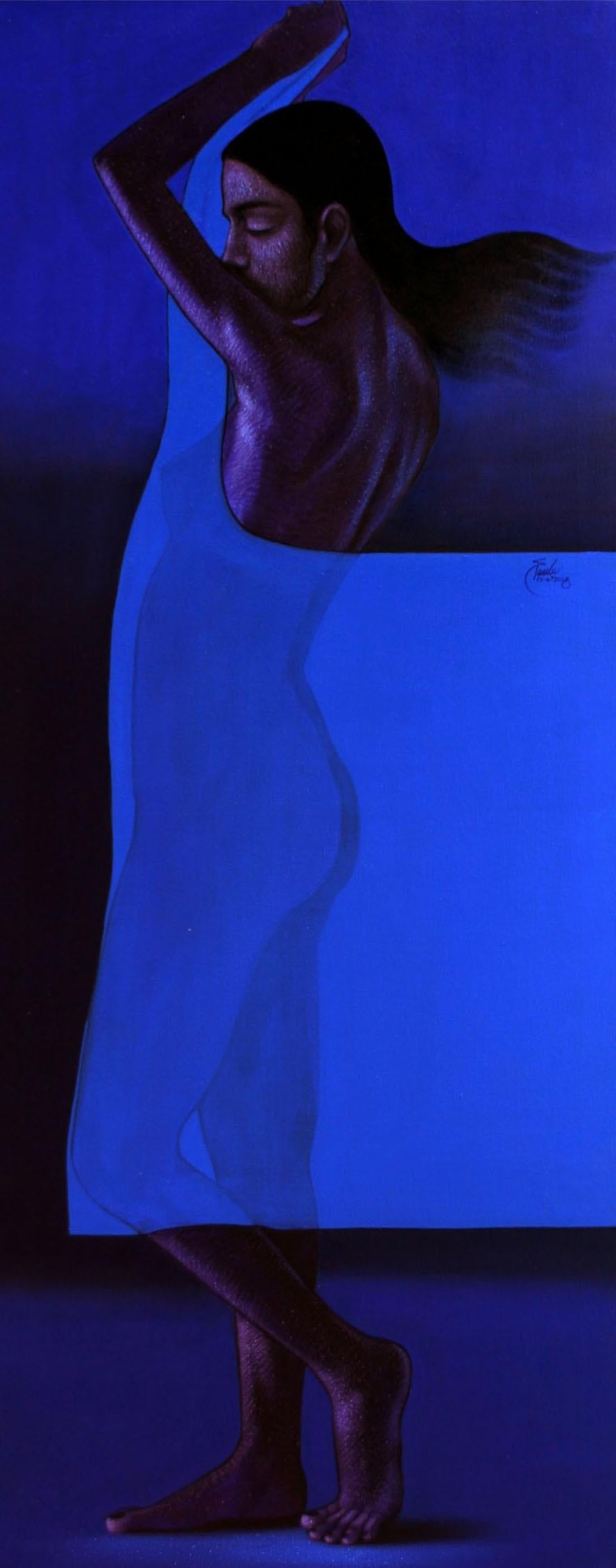 'Untitled 25' nude acrylic painting by artist Sunil Paraji Tambe, 60x24 inch, on canvas