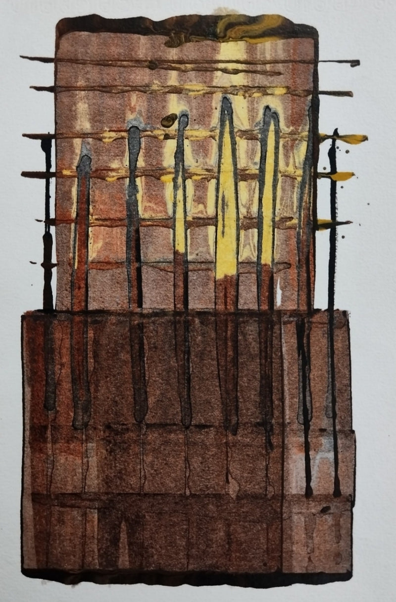 Untitled 25' abstract acrylic painting by artist Yash Chawardol, 10x7 inch, on paper