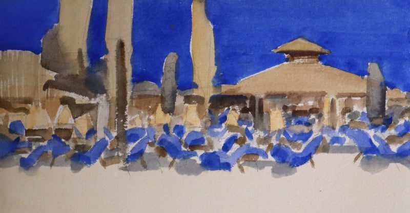 Untitled 25' abstract watercolor painting by artist Sameer Bhitale, 4x8 inch, on paper