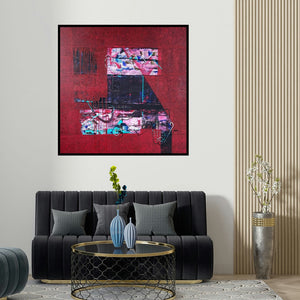 Vivek Nimbolkar's 'Untitled 26 (Urban Rhythms)' painting visualized above a sofa in a contemporary room.
