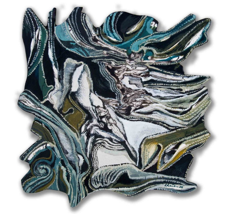 Untitled 27' contemporary acrylic painting by artist Chandan Bhowmick, 12x12 inch, on paper board