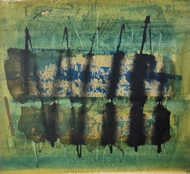 Untitled 27' abstract acrylic painting by artist Yash Chawardol, 9x8 inch, on paper