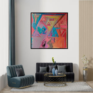 Preview of 'Untitled 288' Painting by Suresh Kumar P shown on a wall in a furnished room.