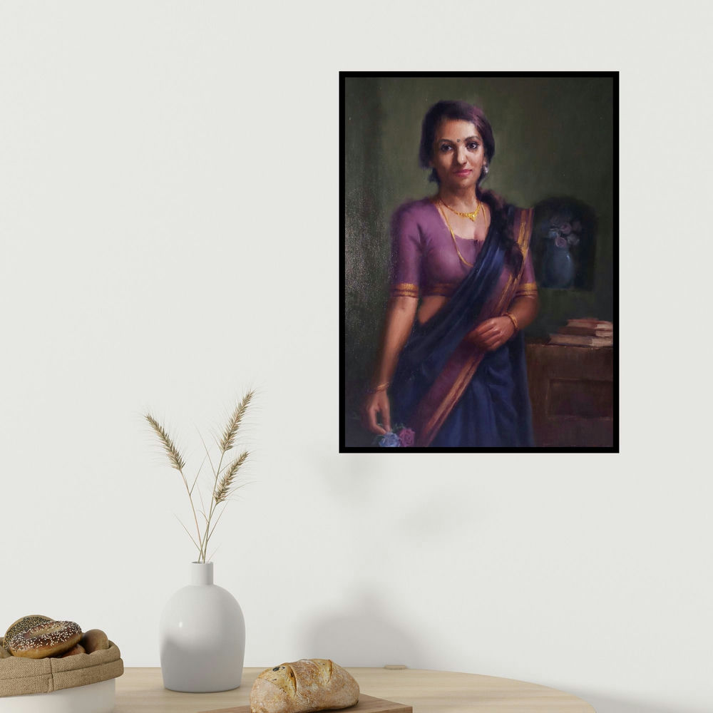 Siddharth Gavade's 'Untitled' painting visualized above a sofa in a contemporary room.