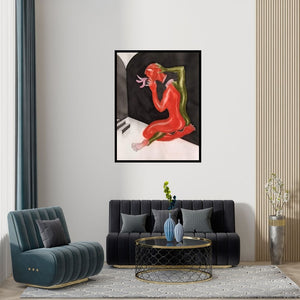 Preview of 'Untitled 3 (Giraffe Legs)' Painting by Arvind Dubey shown on a wall in a furnished room.