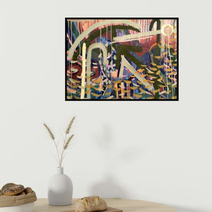 In-situ view of Heena Shaikh's 'Untitled 3 (Beneath the Surface)' painting in a room