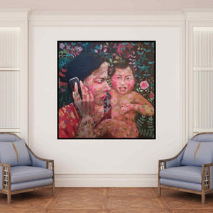 In-situ view of Anjum Khan's 'Untitled 3' painting in a room