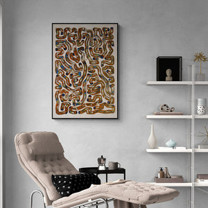 Rajesh Shah's 'Untitled 3 (The Labyrinth Within)' Painting visualized above a sofa in a contemporary room