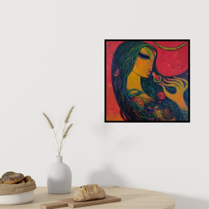 Preview of 'Untitled 3' Painting by Ramesh Gujar shown on a wall in a furnished room.