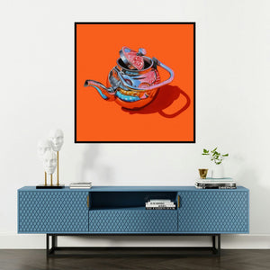 'Untitled 3 (Open for Interpretation)' painting by Anjaneyulu G shown on a wall in a furnished room.