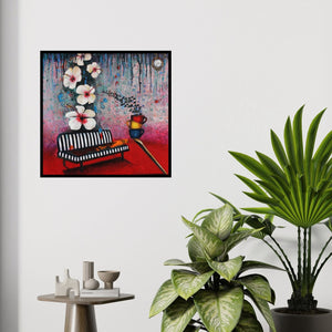 In-situ view of Sangeeta Singh's 'Untitled 3 (Tea Time in Wonderland)' painting in a room