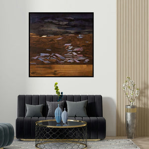 Balasaheb Patil's 'Untitled 3 (Tempestuous Terrain)' painting visualized above a sofa in a contemporary room.