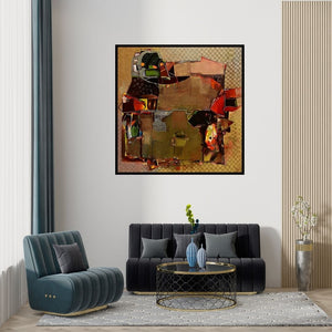 Preview of 'Untitled 3 (Untitled 3)' Painting by Bhaurao Bodade shown on a wall in a furnished room.