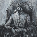 Untitled 3' contemporary mixed-media painting by artist Jasbinder Singh, 30x22 inch, on fabriano paper