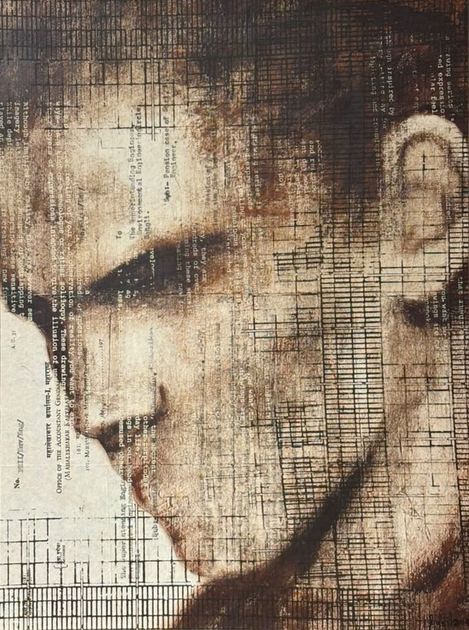 Untitled 3' figurative acrylic painting by artist Sunil Padwal, 16x12 inch, on plyboard
