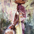 Untitled 3' figurative acrylic painting by artist Bharatbhushan Hogade, 19x12 inch, on handmade paper