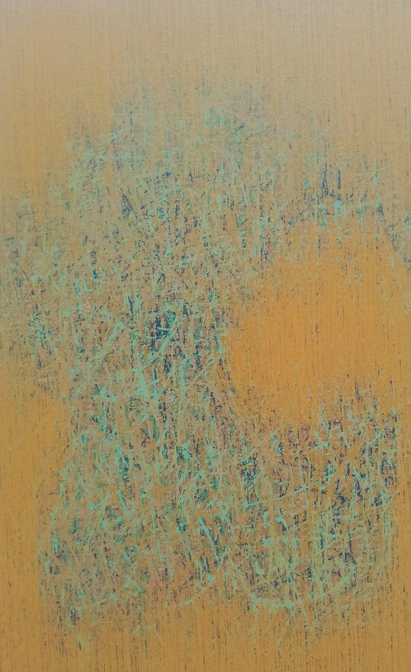 Untitled 3' abstract acrylic painting by artist Satish Bhaisare, 53x35 inch, on canvas