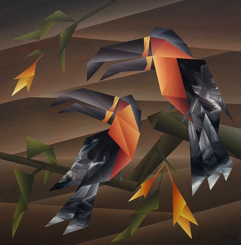 Untitled 3' animals acrylic painting by artist Nirakar Chowdhury, 18x18 inch, on canvas