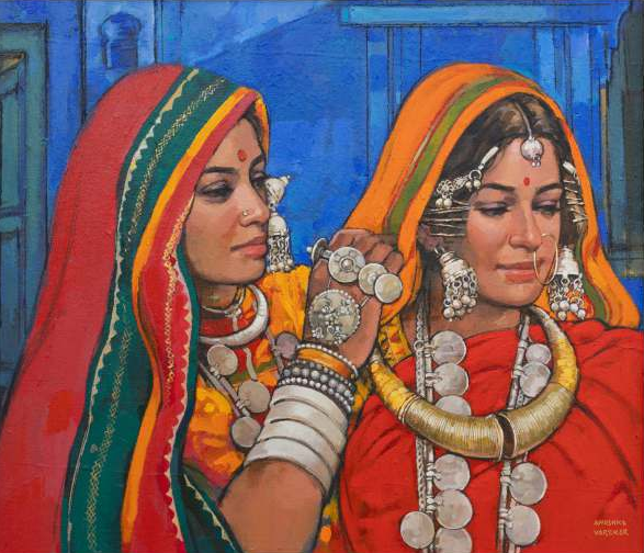 Untitled 3' figurative acrylic painting by artist Anushka Varekar, 18x21 inch, on canvas