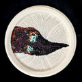 Untitled 3' contemporary mixed-media painting by artist Poonam Kishor, 12x12 inch, on food paper plate