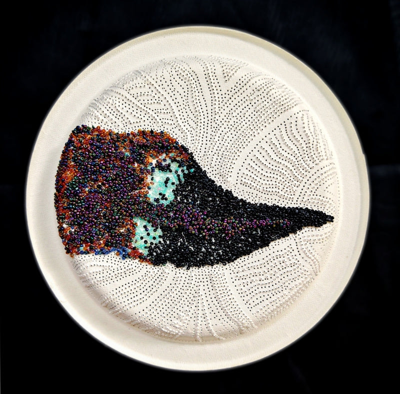 Untitled 3' contemporary mixed-media painting by artist Poonam Kishor, 12x12 inch, on food paper plate